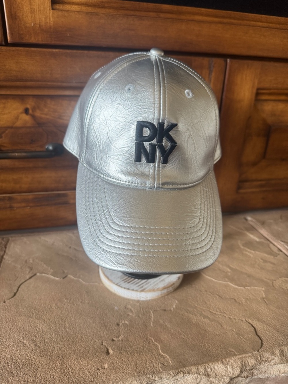 DKNY Silver Baseball Cap with Black Logo